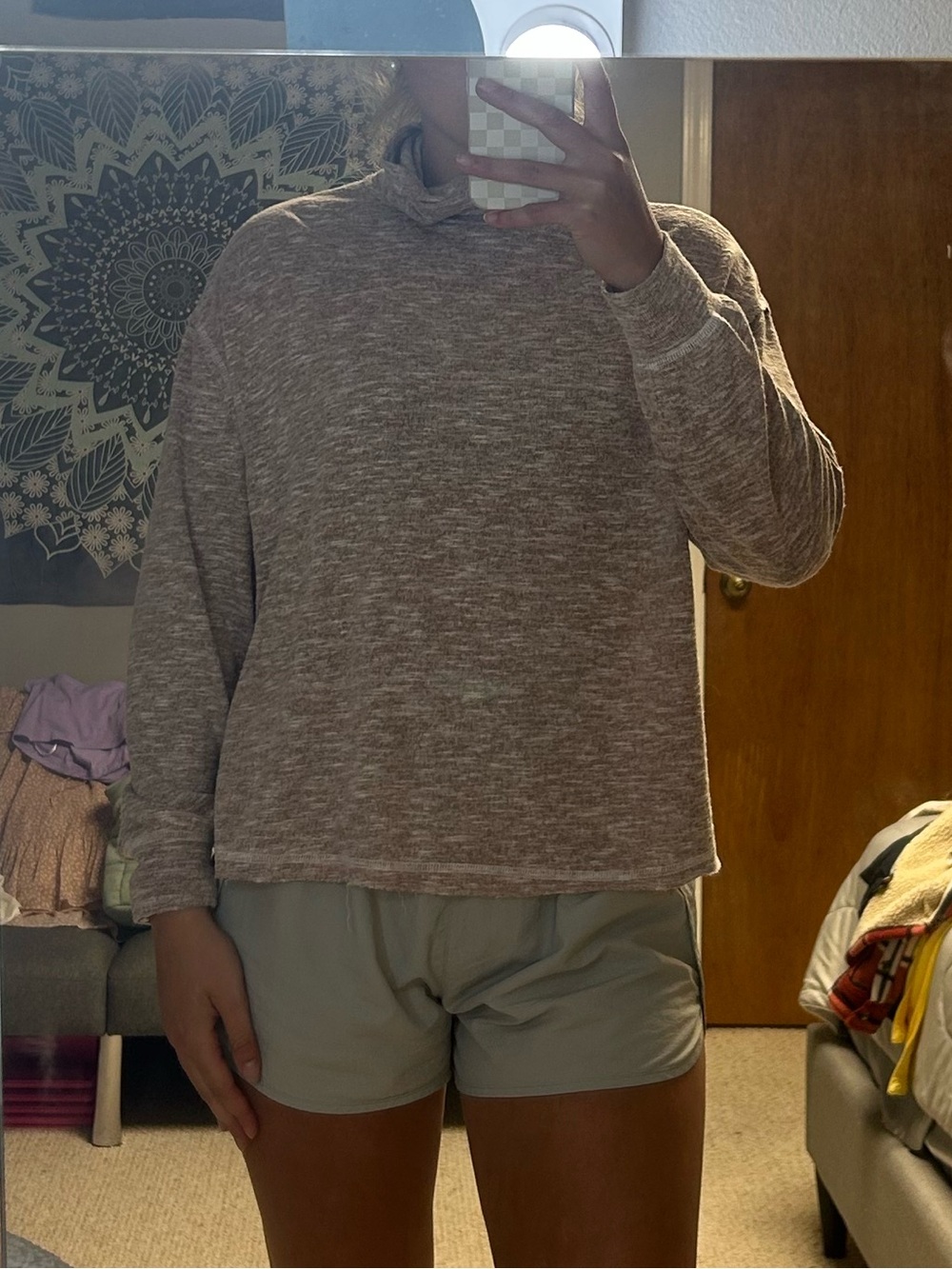 Universal Thread Heathered Mauve-Gray Mock Neck Sweater